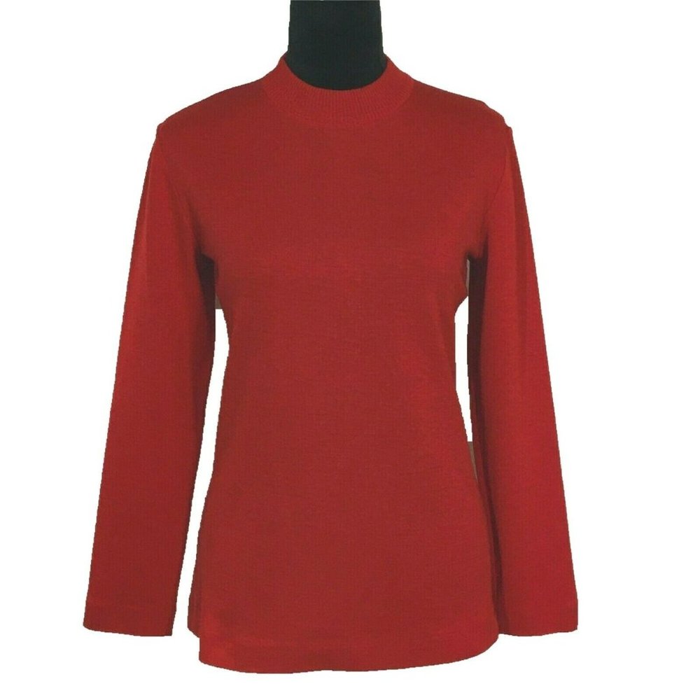 VTG Switzerland Alpinit Sweater 14 US Red Tricot Knit Mock Neck Long Sl Basic LN